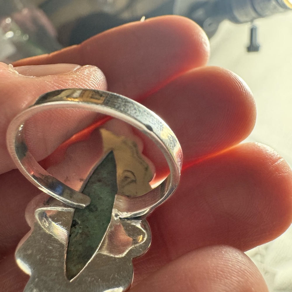 Royston Turquoise Ring Sterling Silver Adjustable Band Southwestern Boho - Picture 4 of 4